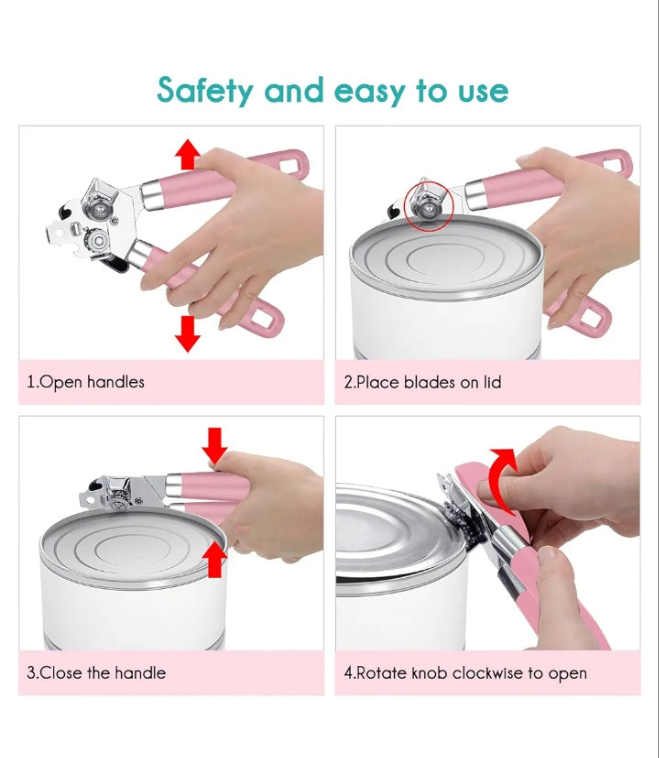 Can Opener,Professional 3-In-1 Multifunctional Manual Can Openers Bottle Opener,Kitchen Durable Stainless Steel Heavy Duty Can Opener Smooth Edge for Kitchen