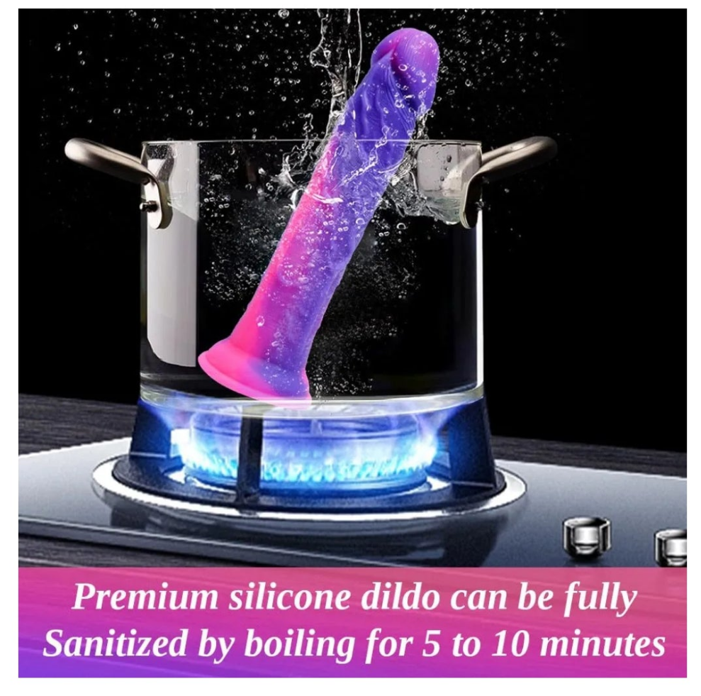 Silicone Realistic Soft Beginner Slim Dildo for Women Men Lesbians, Funny Small Cute Purple Pink Anal Dildo Strong Suction Cup, Lifelike Realistic G Spot Silicone Penis Adult Sex Toy for Gay