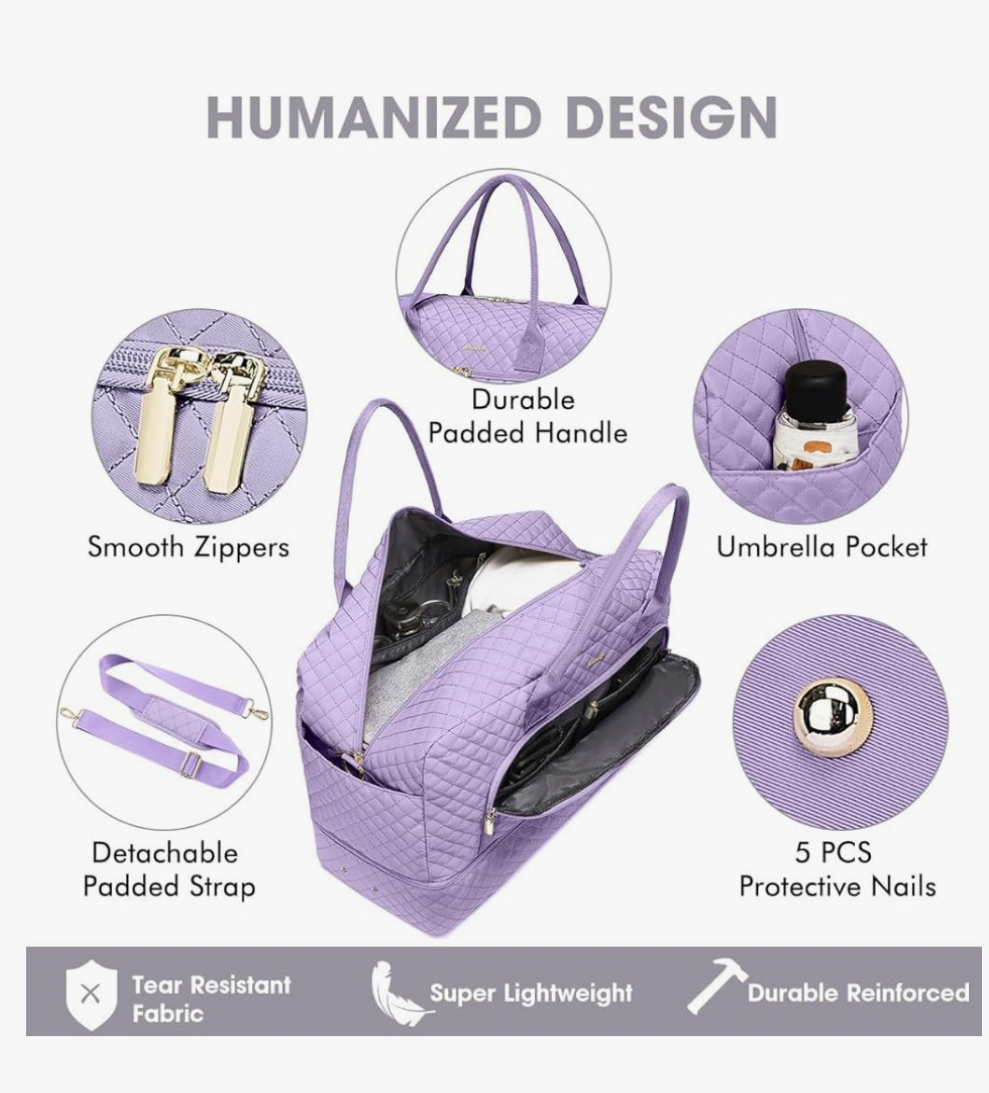 Travel Duffel Bags for Women with Shoe Compartment, Weekender Overnight Bag with Wet Pocket & Toiletry Bag, Carry On Personal Item Bag, Travel Tote Gym Bag, Hospital Bags for Labor and Delivery