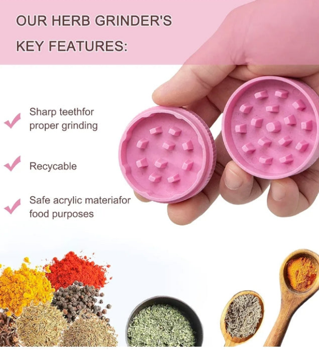 4-Pack Grinder And Tray Set, Grinder Kit and Accessories(Pink)