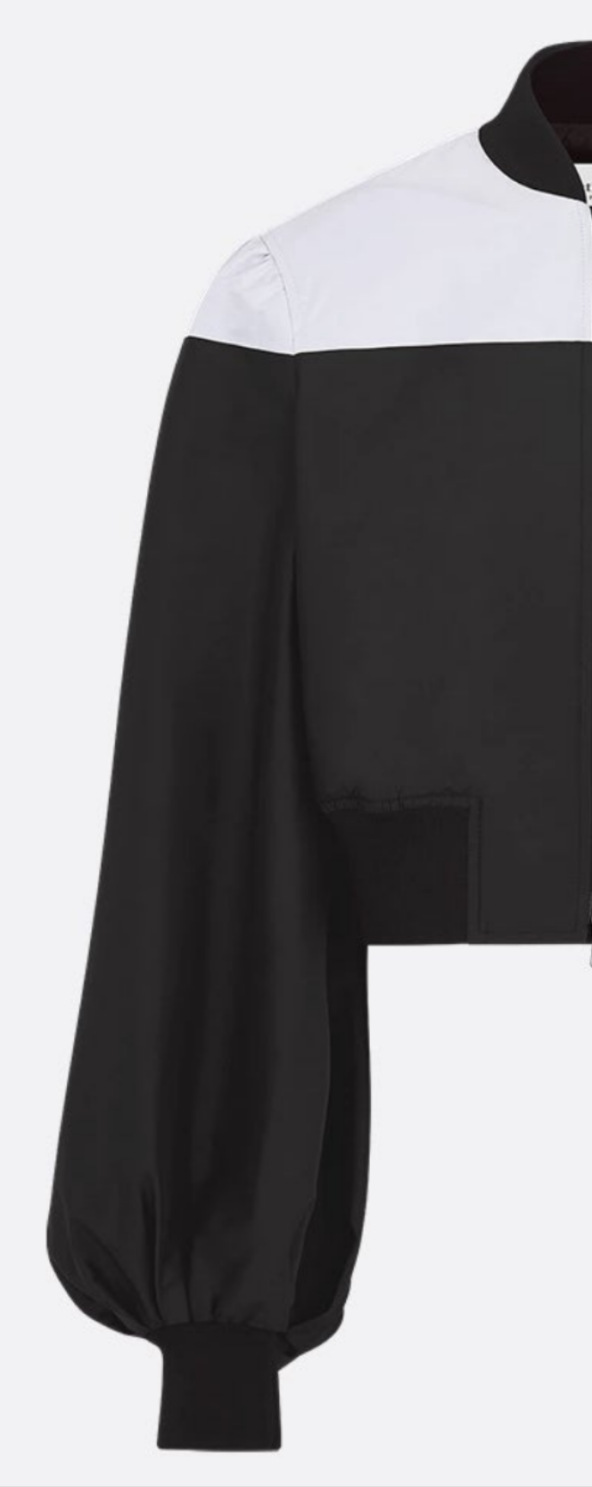 Dior Cropped Bomber Jacket with Bishop Sleeves