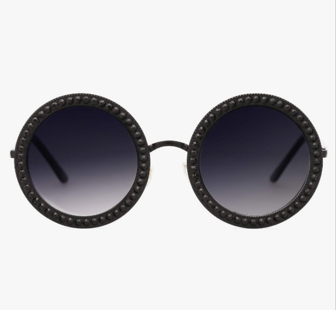 Shining Oversized Round Rhinestone Sunglasses Festival Gem