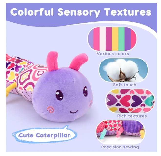 Baby Girl Toys 0-3-6 Months Musical Stuffed Animals Plush Caterpillar Toy with Crinkle Rattles Tummy Time Sensory Learning Toys for Infants 6-9-12 Months Newborn Girls Boys Essentials Shower Gifts