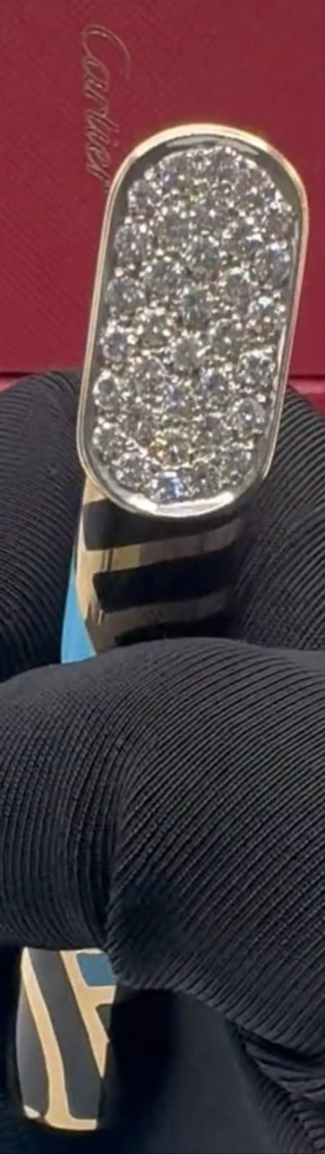 18k Gold Cartier Gold and Enamel Lighter with paved diamond cap