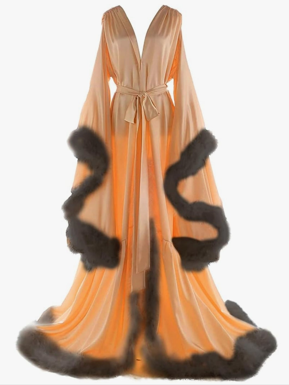 Silk Feather Bridal Robes Old Hollywood Maternity Photoshoot Nightgown Silk Bathrobe Long Lingerie Cocomoney