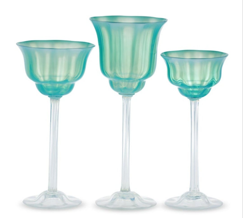 Louis Comfort Tiffany Pastel Favrile Glass Dinnerware 60 pieces