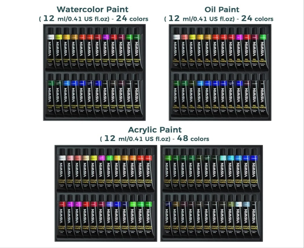 All-in-One Art Painting Set with Aluminum & Beech Wood Easel, 96 Acrylic, Watercolor & Oil Paint Set, Canvases, Painting Kit with Complete Art Supplies for Adult, Student, Beginner, Artist