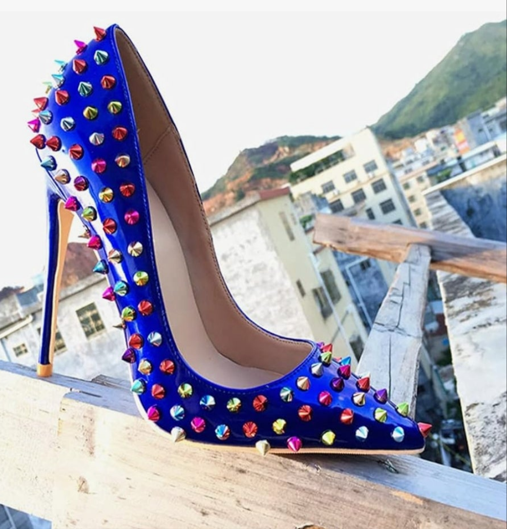 Sexy Heels Pumps Studded Rivett Party Prom Event Birthday Wedding Shoes