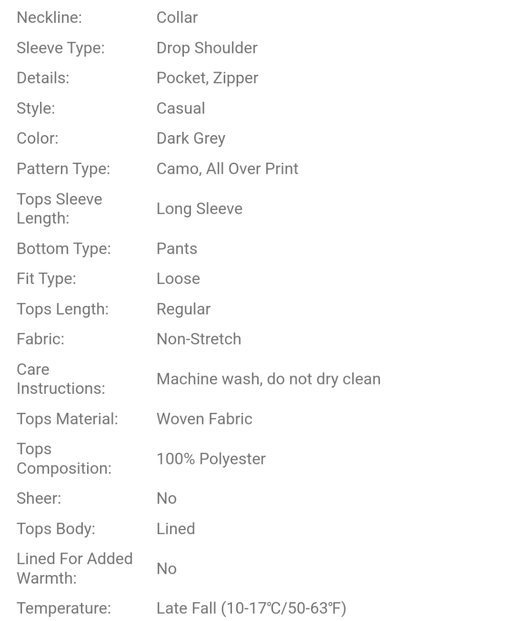 Men's Casual Camouflage Jacket And Pants 2-Piece Set, COCOMONEY