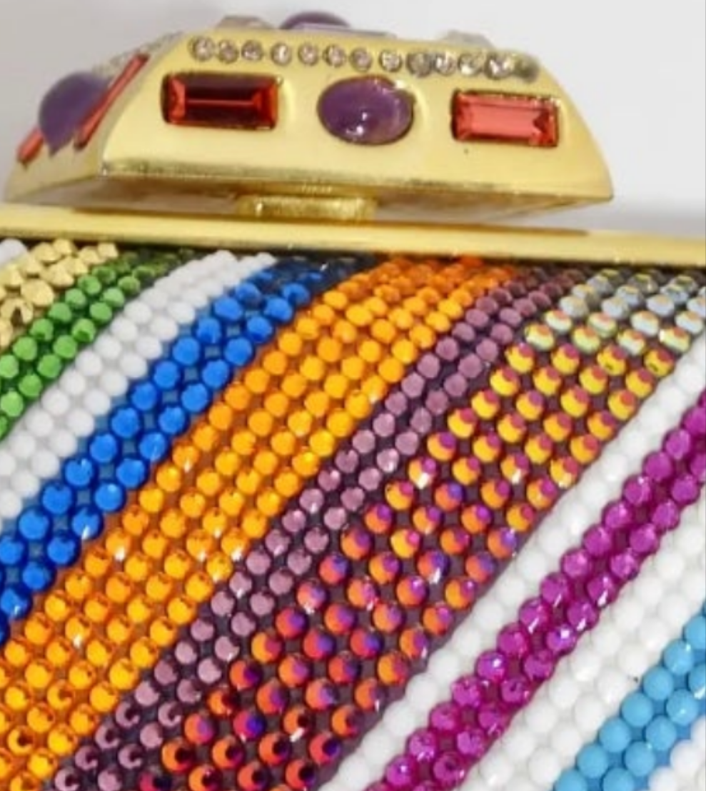 Judith Leber Multicolor Swarovski Crystal Embellished Clutch