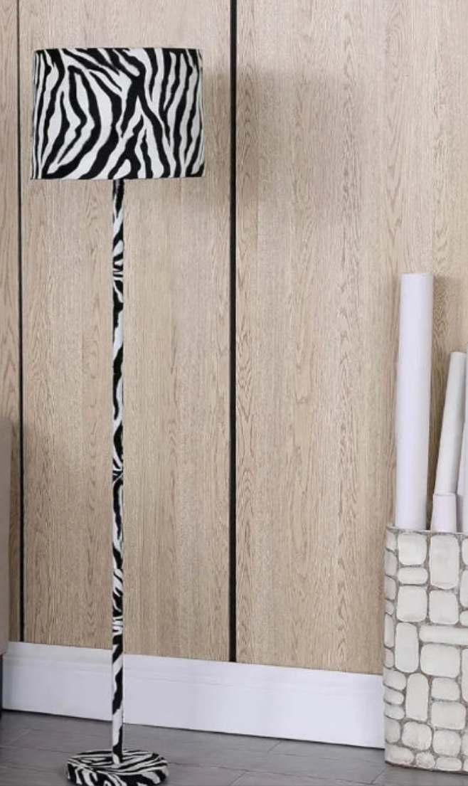 59" Faux Suede Zebra Print Floor Lamp