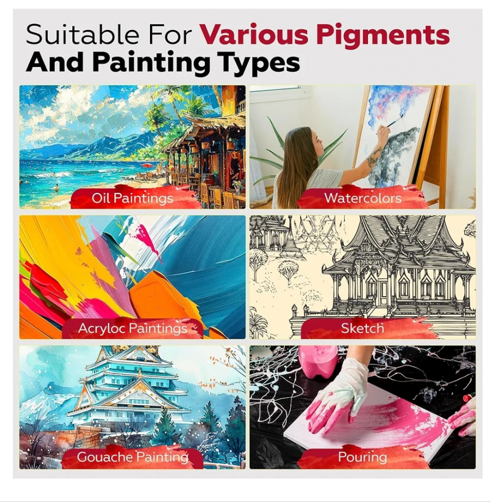Stretched Canvas for Painting,10Pack 8X10 Inch Stretched White Blank Canvas,8 Oz Triple Primed 5/8" Profile Stretched Canvases,100% Cotton,Canvas for Painting, for Acrylics, Oils