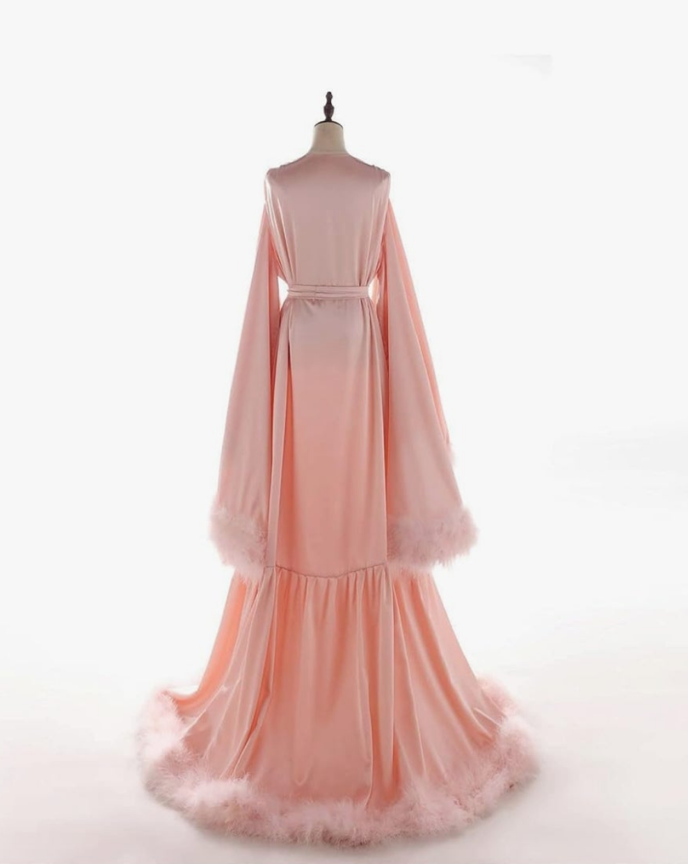 Silk Feather Bridal Robes Old Hollywood Maternity Photoshoot Nightgown Silk Bathrobe Long Lingerie Cocomoney