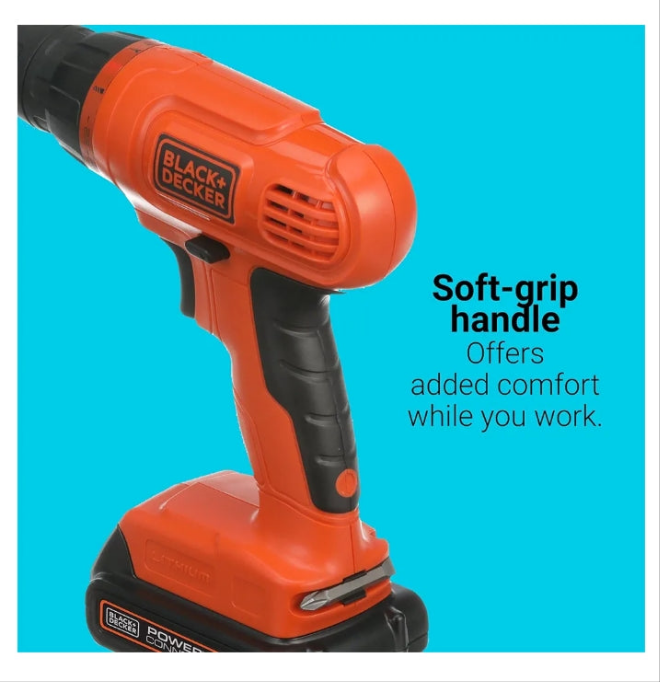 BLACK+DECKER 20V MAX* POWERCONNECT Cordless Drill Kit + 100 pc. Kit (BDC120VA100), Orange