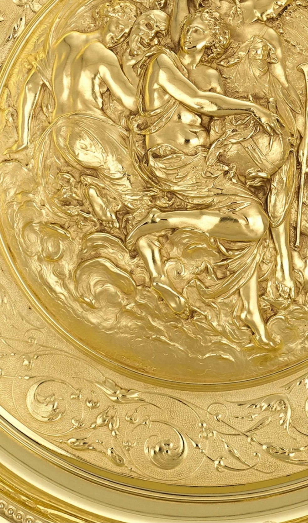 Rothschild "Poetry" Sterling Silver Gilt Salver by Elkington & Co.