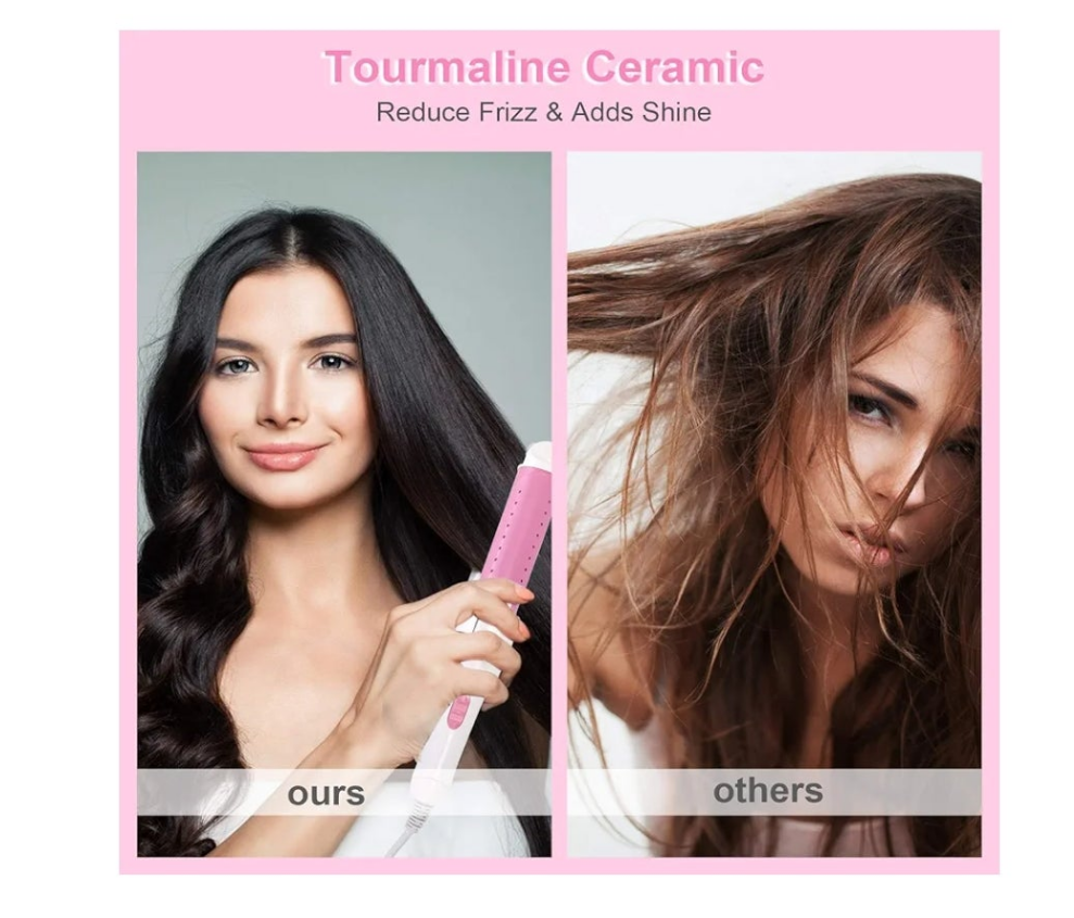 Hair straightener pink white hot iron
