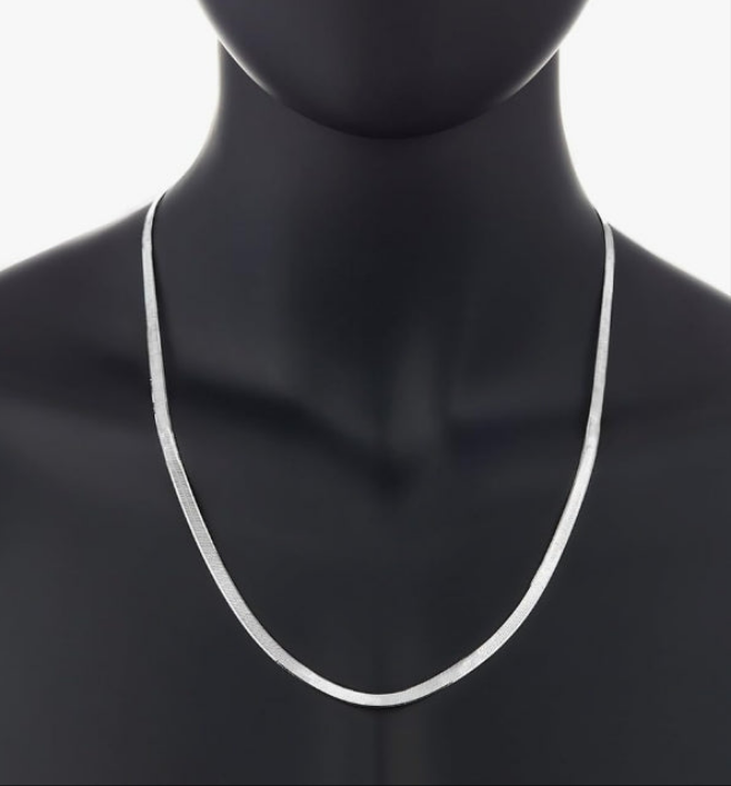 4.5mm Solid .925 Sterling Silver Flat Herringbone Chain Necklace