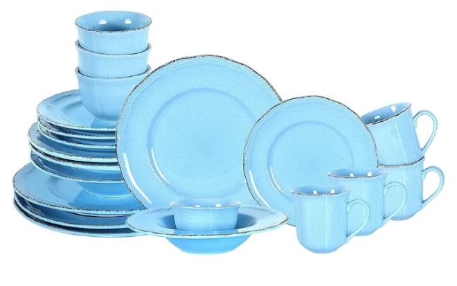 Stoneware French Countryside 20pc Dinnerware Set, Speckled and Antique Pink