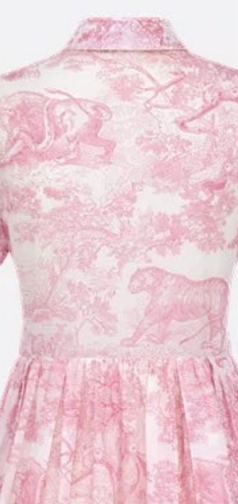 Dior Dioriviera Mid-Length Shirtdress
White Cotton Muslin with Cherry Blossom Pink Toile de Jouy Sauvage Motif