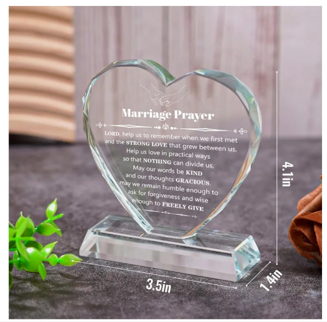 0Wedding Gifts for Couples, Wedding Gifts Marriage Prayer Plaque, Unique K9 Crystal with Inspiring Quotes, Anniversary Wedding Gifts for Couples, Newlywed Mr and Mrs Gifts.