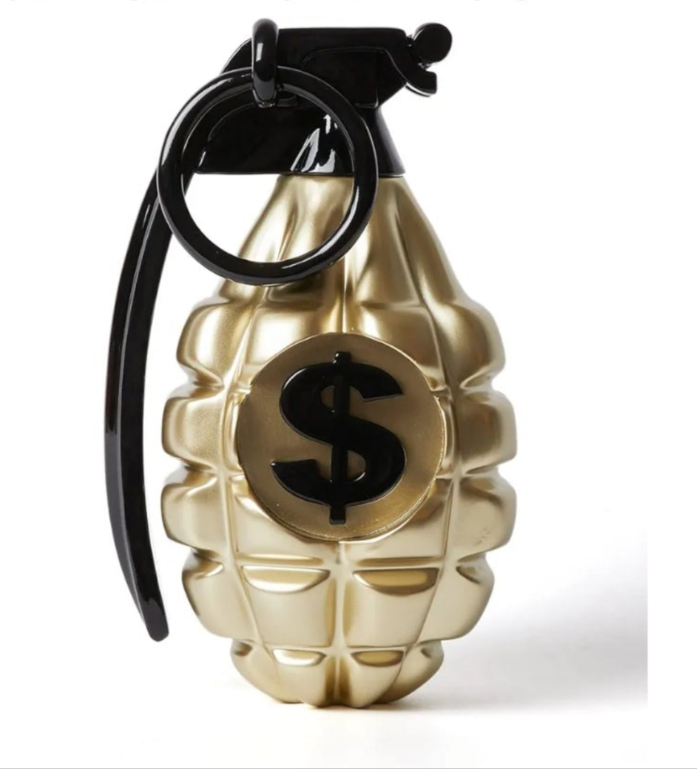 Grenade Decor Statue Modern Sculpture Arts Table Centerpiece Figurine Polyresin Champagne 10 inch