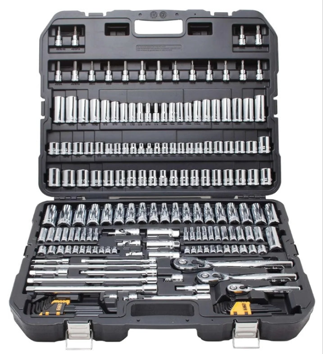 Mechanics Tool Set, SAE and Metric, 1/2, 1/4, 3/8 Drive Sizes, 192-Piece