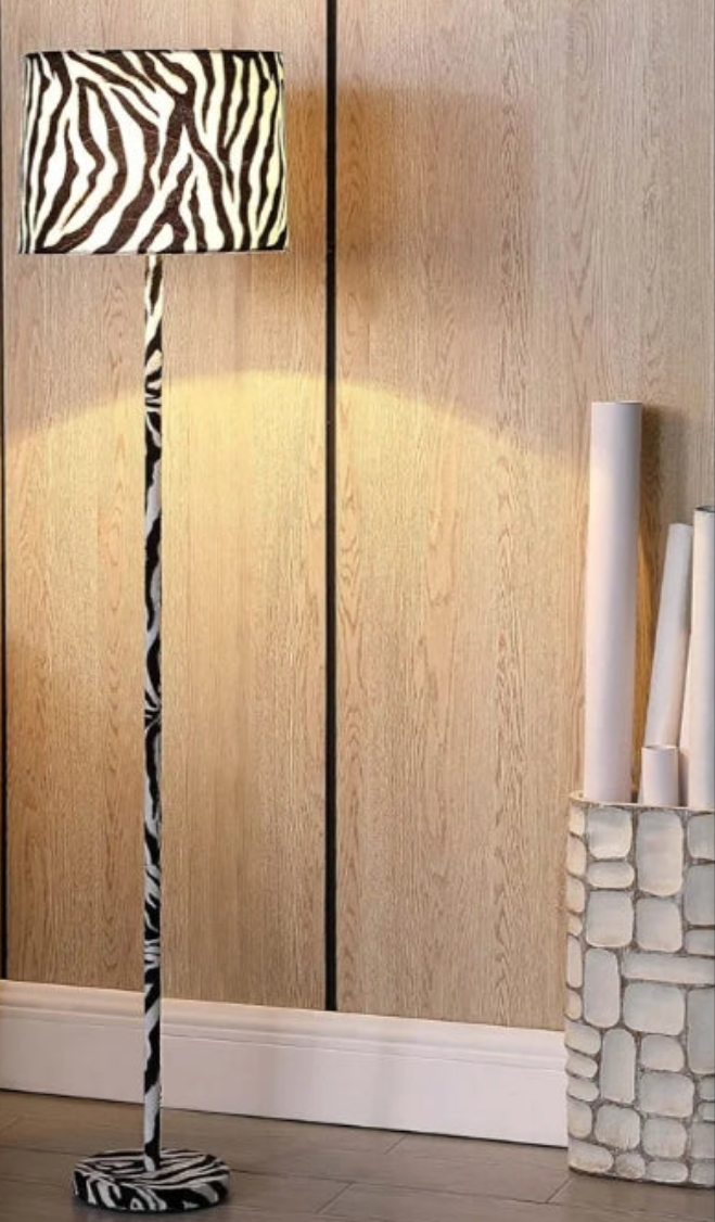 59" Faux Suede Zebra Print Floor Lamp