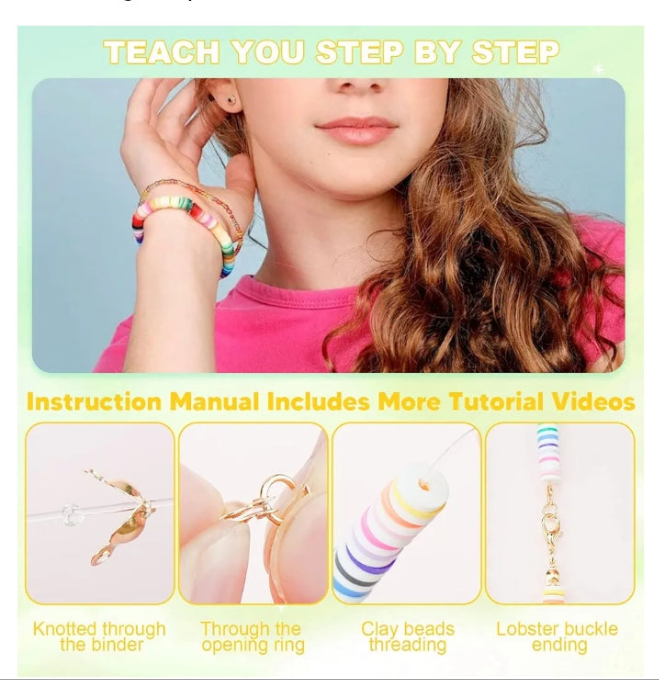 Clay Beads Bracelet Making Kit for Beginner, 5000 Pcs Preppy Polymer Clay Beads with Charms Kit for Jewelry Making, DIY Arts and Crafts Birthday Gifts Toys for Kids Age 6-
