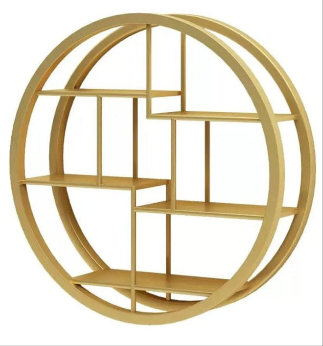 Wall Mount Shelves Metal Floating Shelves Wall Mounted, Circle Wall Shelf Round Wall Mount Display Organizer Holder Rack, Accent Decor for Bedrooms, Bathrooms, Kitchens, Living Rooms & Halls