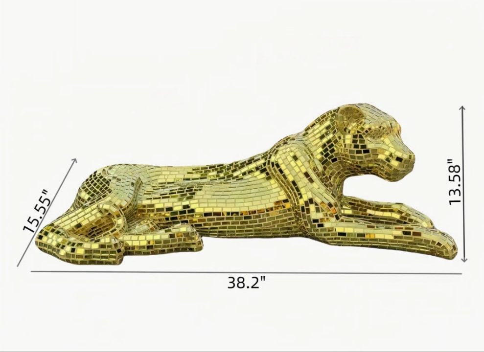 Gold Mirror Floor Leopard Decorative Sculpture