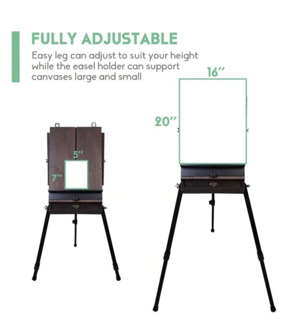 70" French Style Easel With Aluminum Legs, Folding Sketch Painting Easel With Drawer, Tripod Easel Stand For Painting, Sketching, Display french Style Easel With Aluminum Legs, Folding Sketch Painting Easel With Drawer, Tripod Easel Stand For Painting,