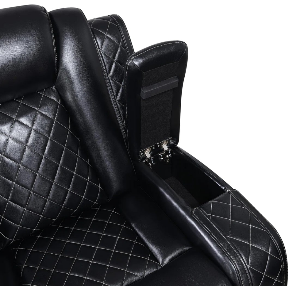3 Piece Power Reclining Faux Leather with LED Light Living Room Set Movie room Living Room Ding Room Game Room