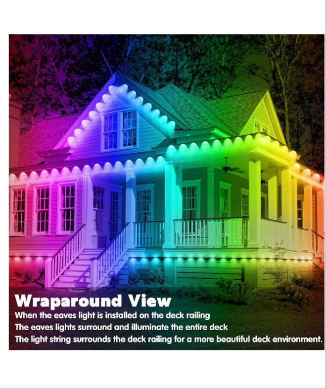 150FT Permanent Outdoor Lights,RGB Eaves Lights with App Control Remote,DIY Scene Modes IP67 Waterproof Outdoor Under Eave Lighting