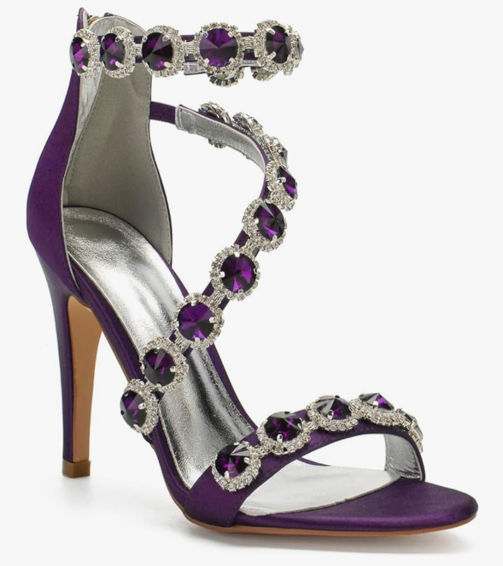 Ankle Strap High Heel Pumps Crystal Formal Evening Prom Party Dress Shoes stunning