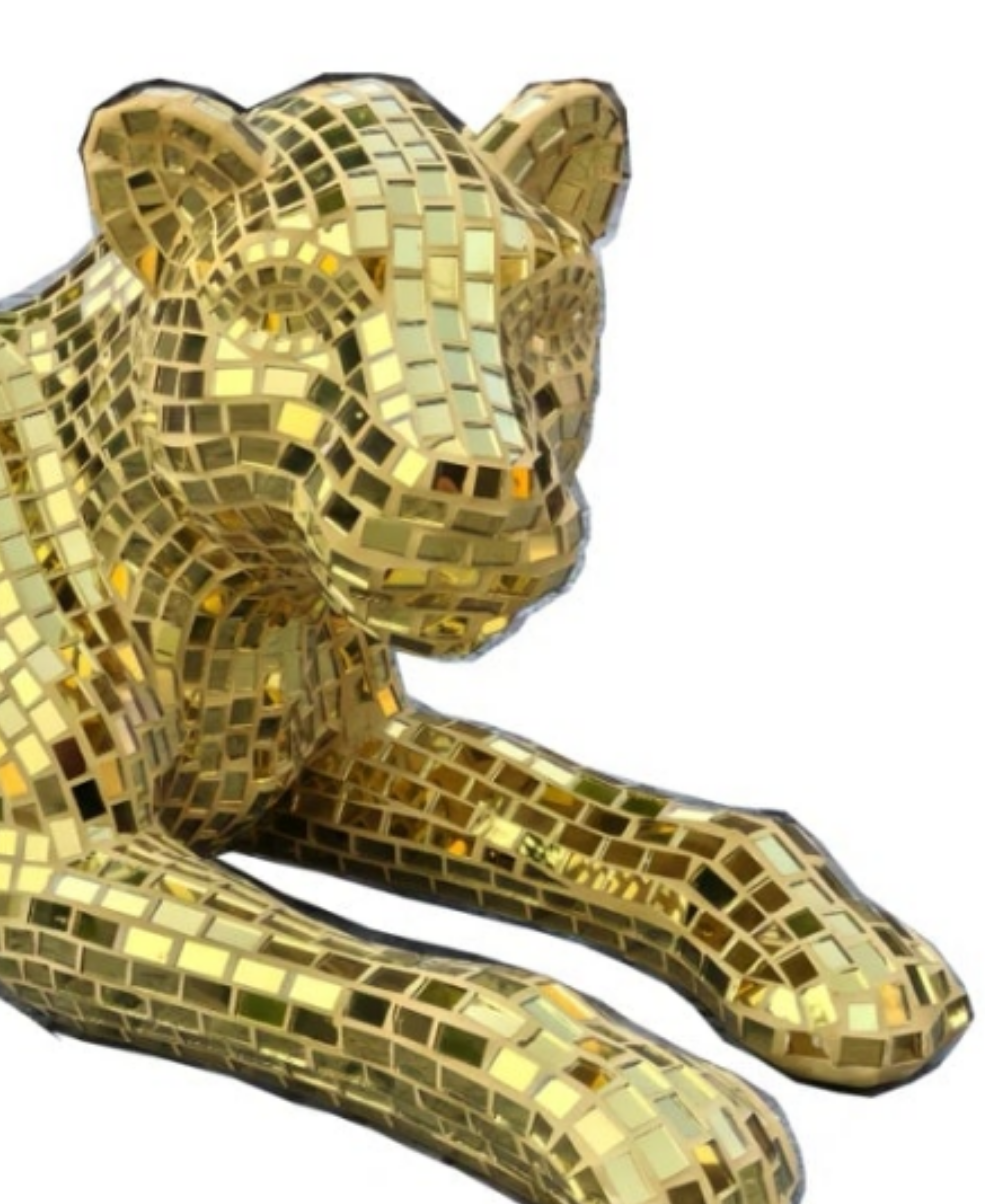 Gold Mirror Floor Leopard Decorative Sculpture
