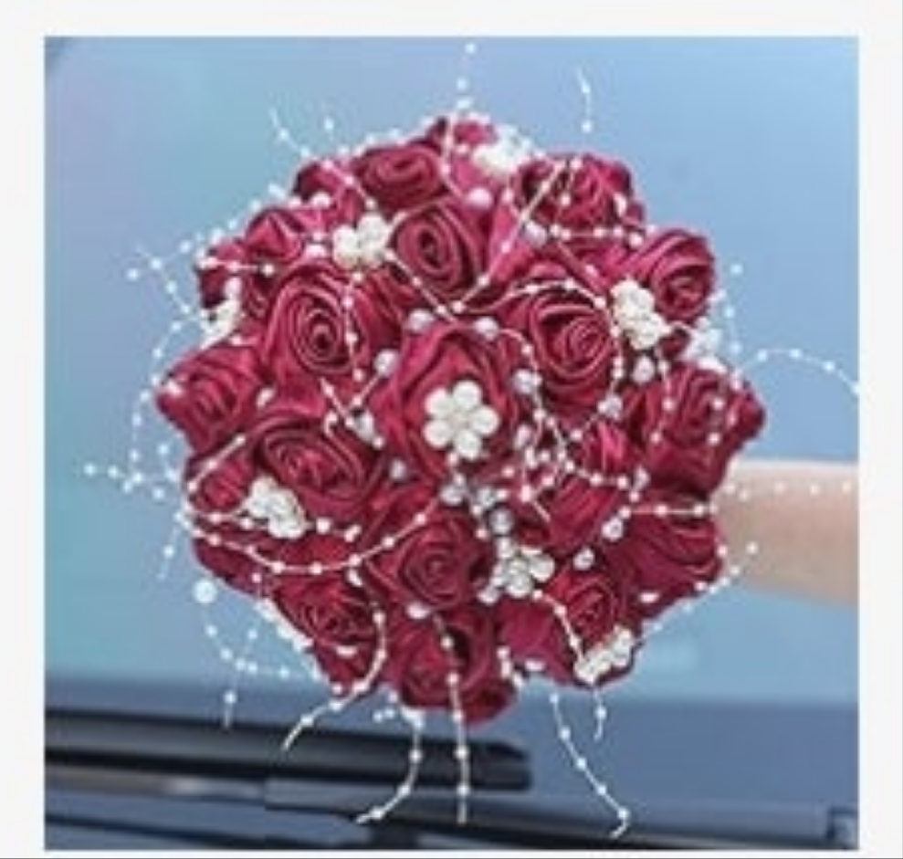 Handmade Rhinestone Bridal Bouquet,Crystal Wedding Round Tossing Bouquet,Artificial Flower Bunch for Bride Bridesmaid