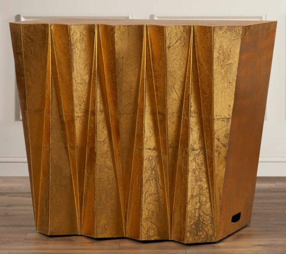Console Table iron distressed metal gold tone