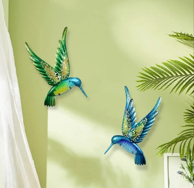 Metal Hummingbird Wall Art 15inch Metal Birds Wall Sculpture Garden Decoration Outdoor Statu