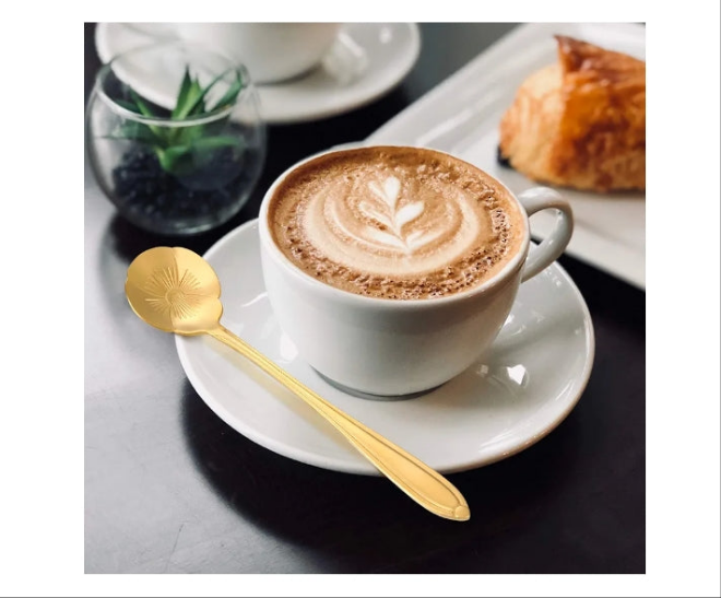 16 Pieces Stainless Steel Flower Coffee Spoon Dessert Spoon Sugar Spoon Ice Cream Spoon Stirring Spoon Tea Spoon Milkshake Spoon Set for Tableware Kitchen, Cafe or Bar