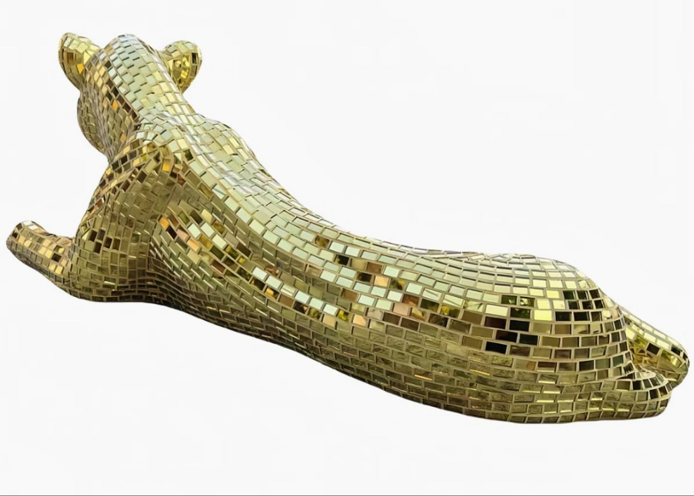 Gold Mirror Floor Leopard Decorative Sculpture