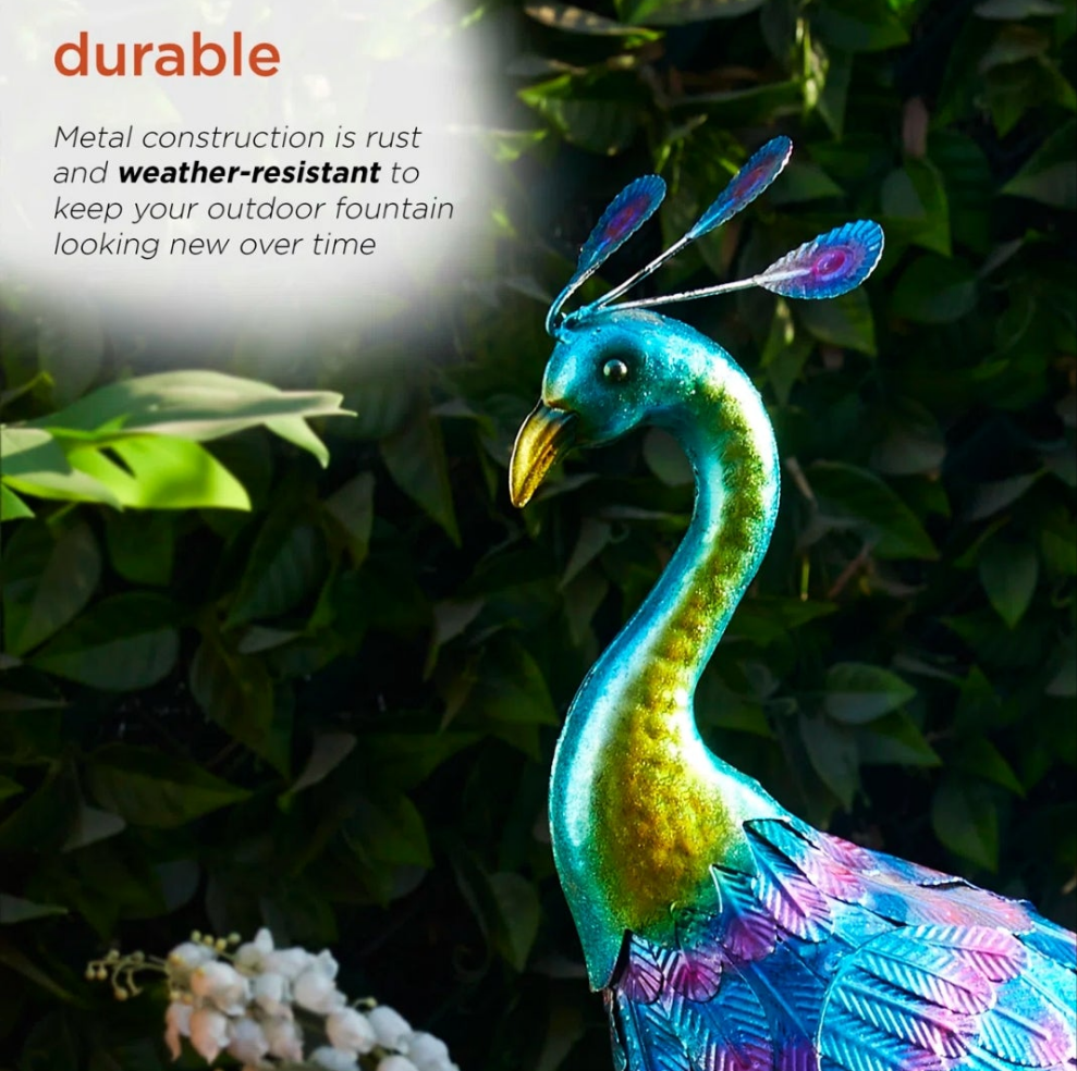 Peacock Statue Colorful Outdoor Weatherproof
