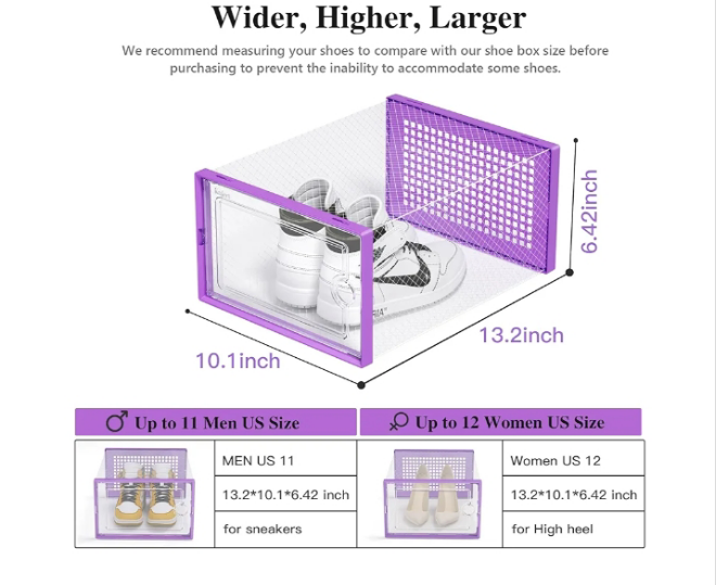 X-Large Shoe Storage Boxes Organizers Clear Plastic Stackable 12 Pack, Shoe Rack & Holder Substitute, Sneaker Containers, Toy Storage Organizer Bins for Entryway, Closet, Under Bed,
Sustainability features 3