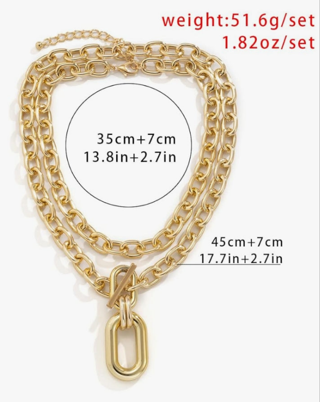 Chunky Necklace for Women,Multilayer Punk 80s Hip Hop Necklace,Layered Cuban Link Chain Statement Necklace 90s Freaknik Outfit Accessories for Women
