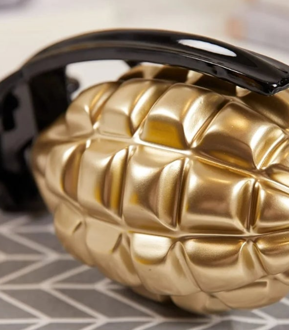 Grenade Decor Statue Modern Sculpture Arts Table Centerpiece Figurine Polyresin Champagne 10 inch