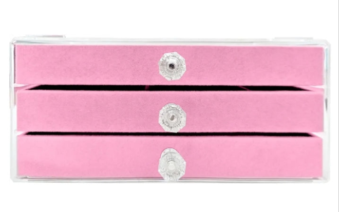 Clear Acrylic Velvet Jewelry Organizer with 3 Drawers, Stackable Display Storage Earrings Necklace Rings Bracelets Box Holder Case