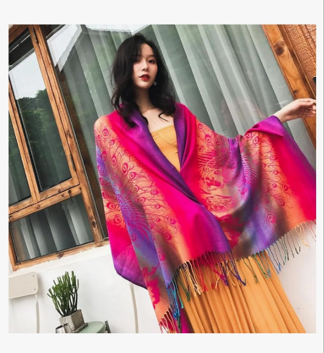 Fashion Women's Silk Scarf Luxury Satin Shawl Wraps