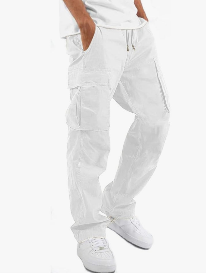 Mens Cargo Pants Casual Hiking Pants Joggers Athletic Pants Cotton Loose Straight Sweatpants for Men