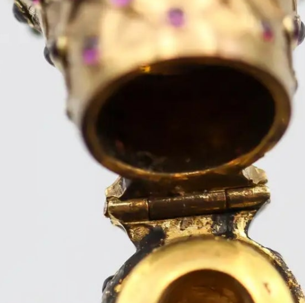 18k Gold Ruby Stone Antique French Ruby 18 Karat Gold Perfume Bottle 18th century