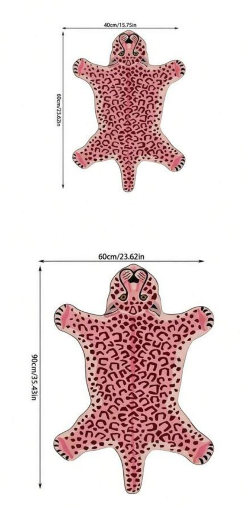 1pc Plush Pink Leopard Print Floor Mat - Asymmetrical Shape Carpet, Soft Plush Texture, Machine Washable, Home Decor Suitable For Living Room, Bedroom, Bathroom, Kitchen, Room Decoration (Handcrafted Asymmetric