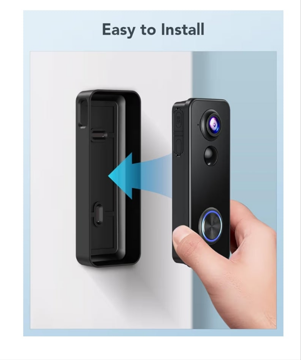 Wireless Video Doorbell Camera, 180° Head-to-Toe Video, Live View with Two-Way Talk, 2.4G Wi-Fi Doorbell Camera with Chime, Local/Cloud Storage, Human Detection, Works with Alexa & Google Home